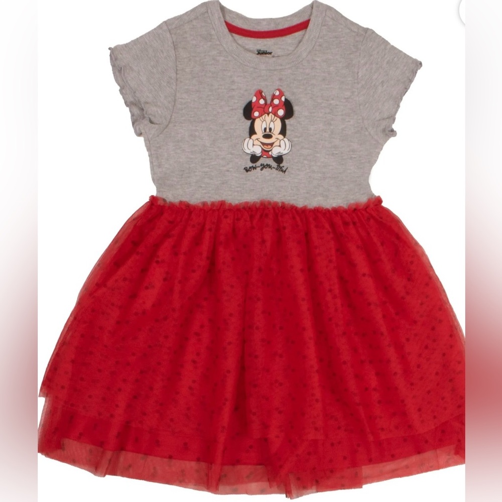 BRAND NEW GIRLS Disney Minnie Mouse Red and Gray Casual Dress Size 14